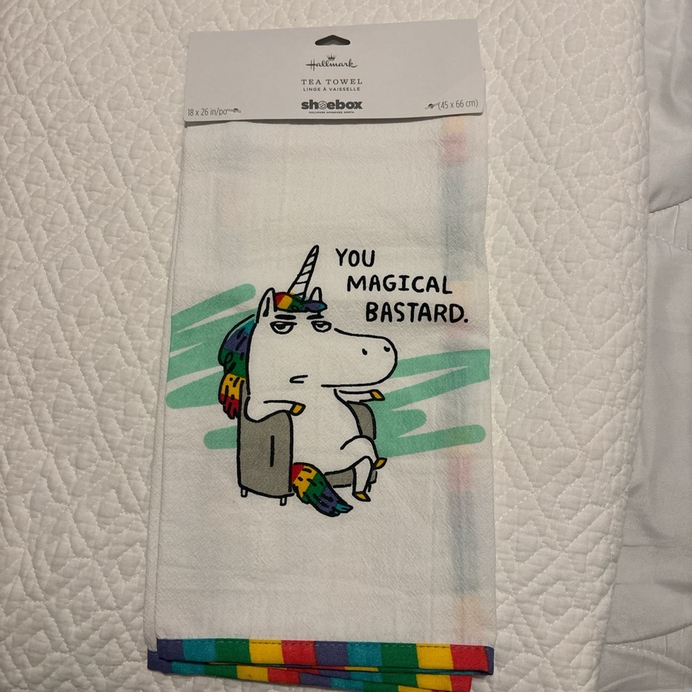 Hallmark White Tea Towel with Colorful Stripes